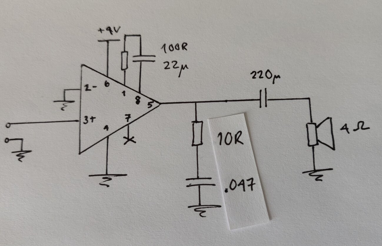 Schematic derived from the datasheet for the LM386